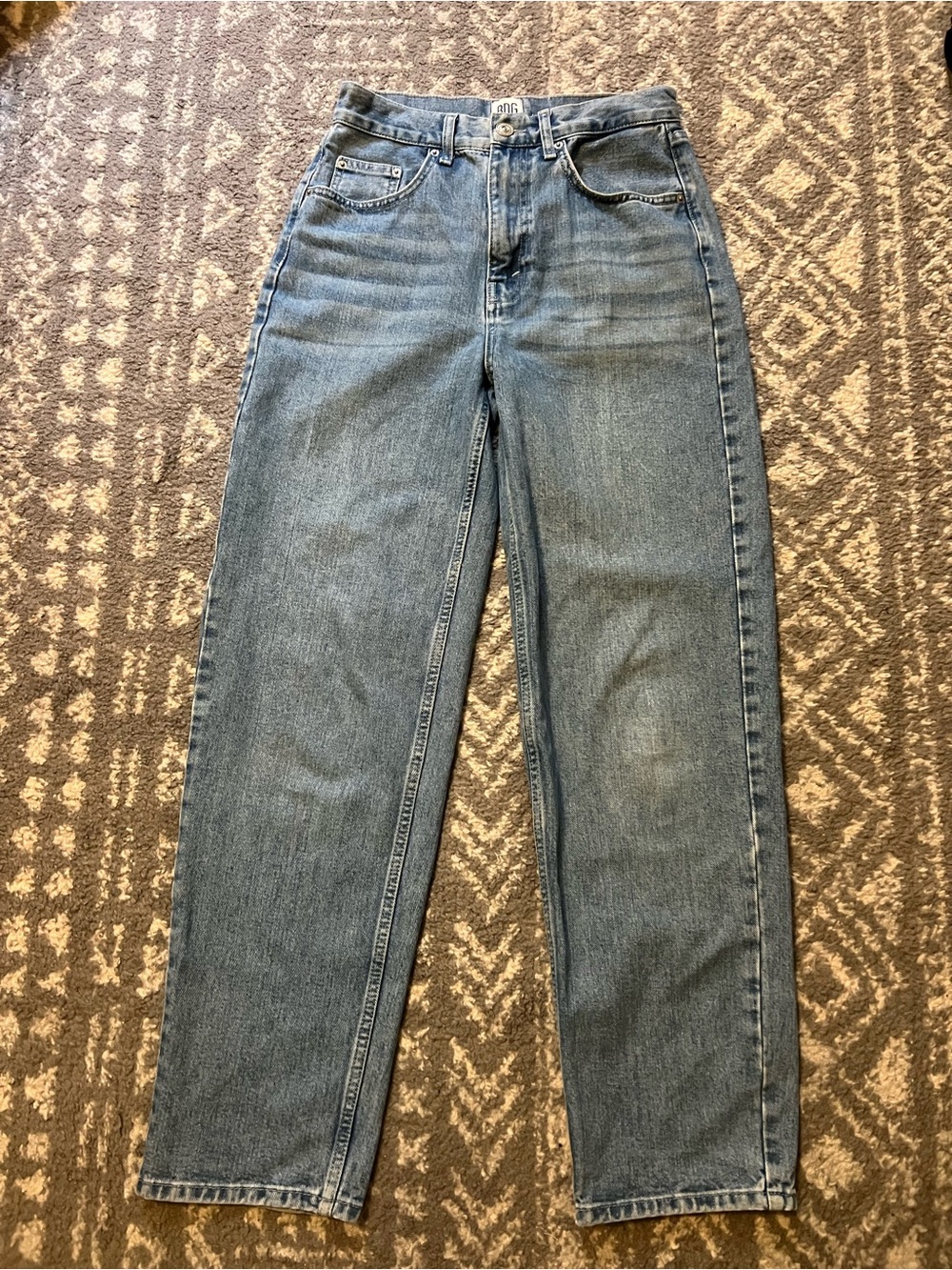 BDG High-Rise Baggy Straight Jeans in Light Blue cotton Denim size 27 (U103)